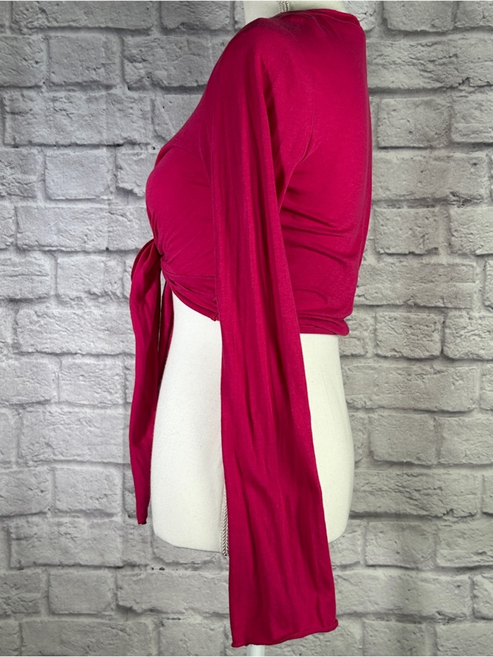 Moda‎ International in Hot Fuchsia Tie-Front  Crop Top - (White is SOLD) - Picture 6 of 9